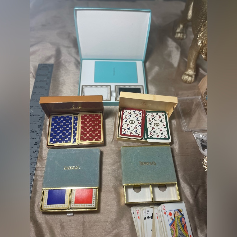 Just for show Vintage Authentic Gucci & Tiffany & Co Playing Card Set with Boxes